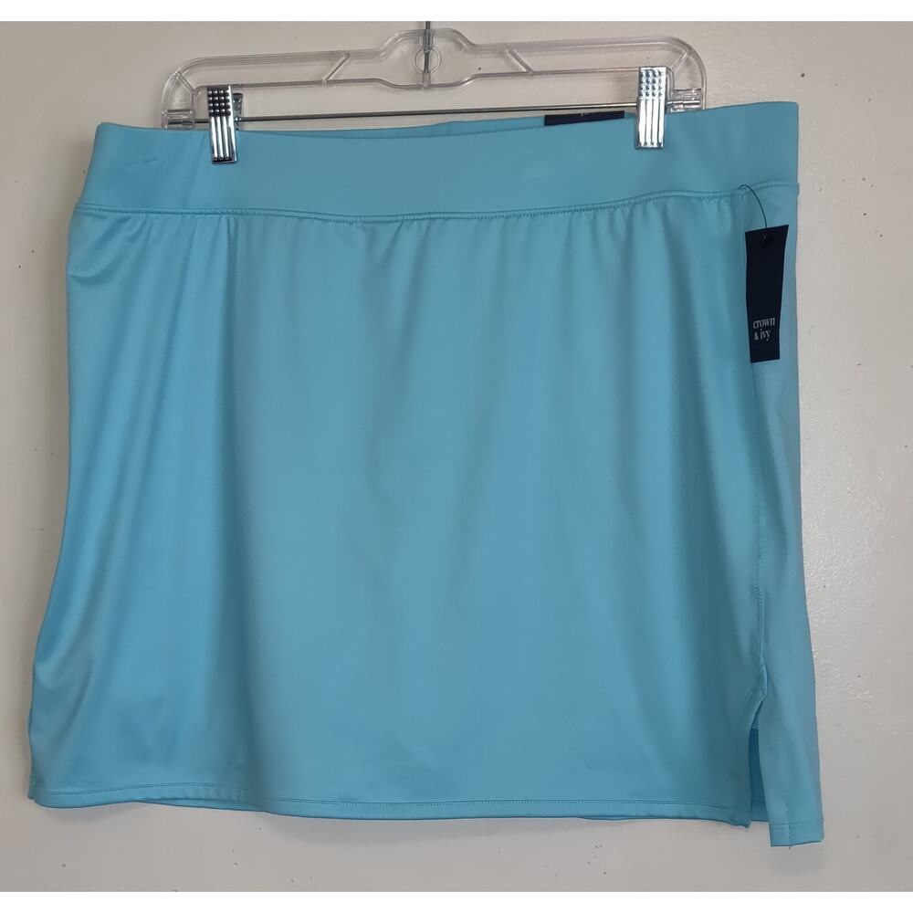 Crown & Ivy Skort Skirt + Shorts Women's Sz XL AQUA Sports Tennis Pickleball NWT - Picture 1 of 11